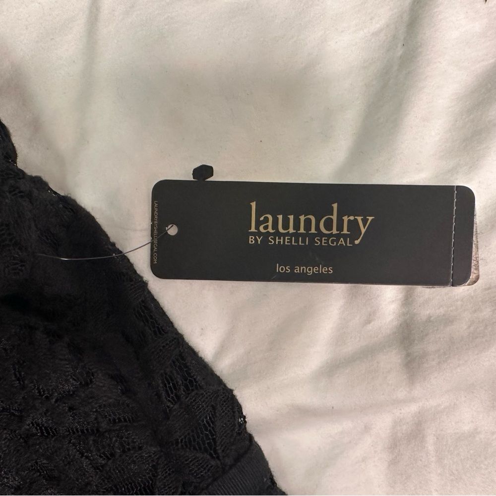 NWT Laundry by Shelli Segal Black Lace Long Sleeve Zip Front Shift Dress Size 12 - Picture 10 of 13